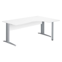 Bureau compact blanc L 180 cm retour à droite piètement L métal Essens