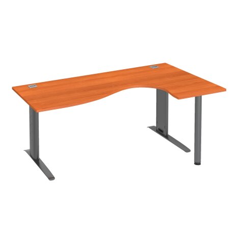Kompakte Arbeitsstation B 180 cm Excellens Beistelltisch rechts Topf in Kirschbaum mit festem Gestell Metal Plus