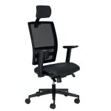 Chaise de bureau Bruneau Activ' Tissu et maille - Dossier haut avec soutien lombaire - Avec têtière - Pieds noir