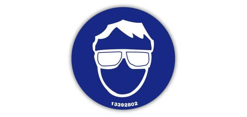 Señal Adhesiva " Obligatorio Gafas " 9cm