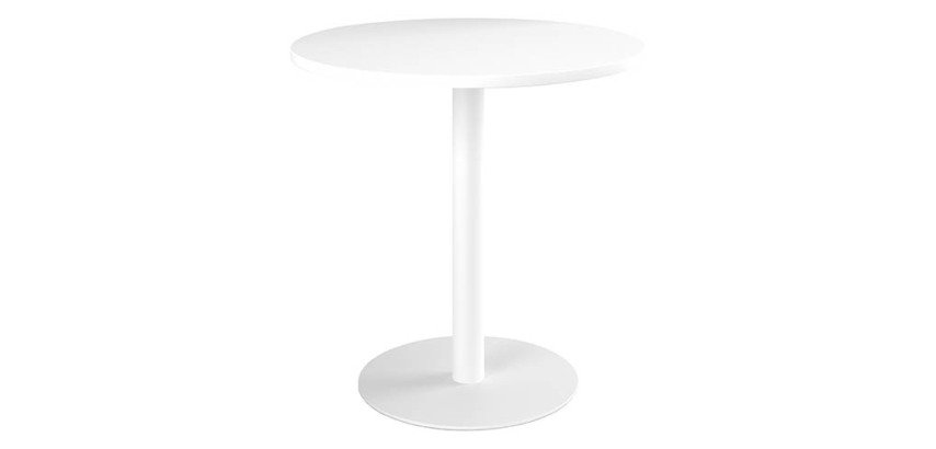 Table ronde 80 cm blanc piètement colonne Excellens