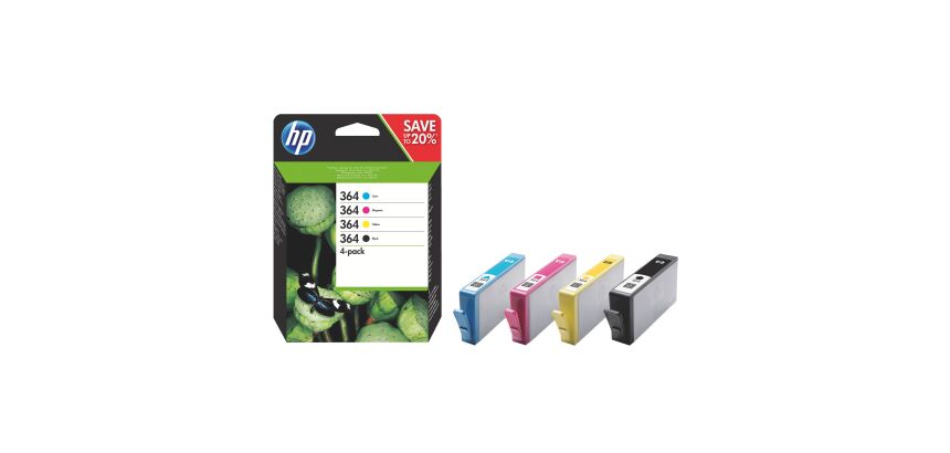 HP 364 (N9J73AE) Pack cartucho original negro + tricolor de alta capacidad (250 + 3 x 300 páginas)