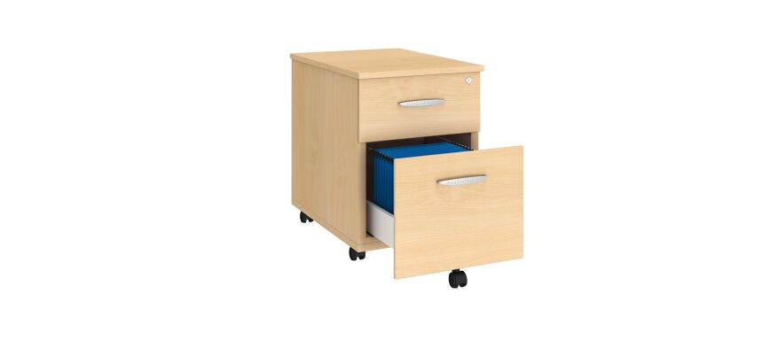 Rollcontainer Höhe 58 cm Holz 2 Schubladen Arko Buche