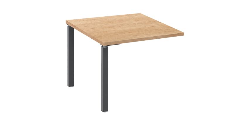 Hängender Beistelltisch leichte Eiche B 100 x T 60 cm mit rohrförmigen Pfoten in Metall Eden