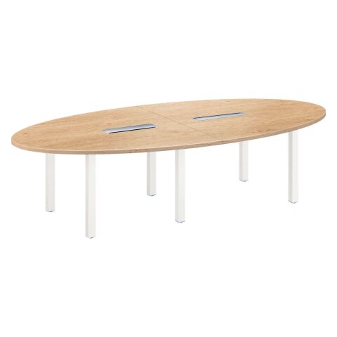 Mesa de reunión Eden Roble Claro patas blancas