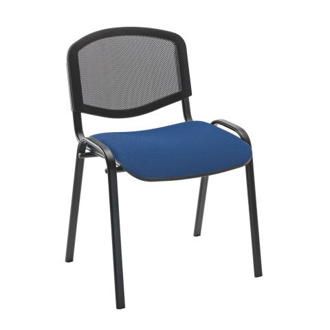 Silla de conferencia Azul con respaldo de malla Negro
