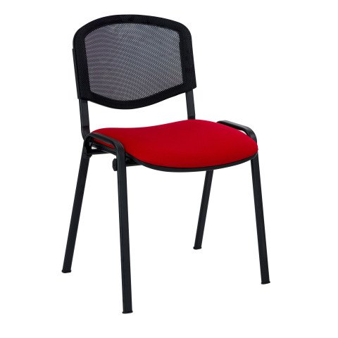 Silla de conferencia Roja con respaldo de malla Negro