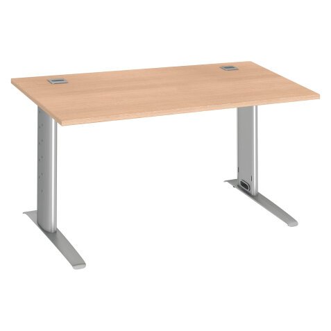 Bureau droit L 140 cm chêne clair réglable en hauteur piétement métal plus Bruneau Excellens