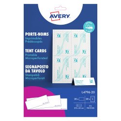 Chevalet porte-nom Avery papier 60 x 210 mm - Boîte de 20