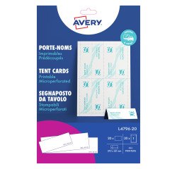 Chevalet porte-nom Avery papier 60 x 210 mm - Boîte de 20