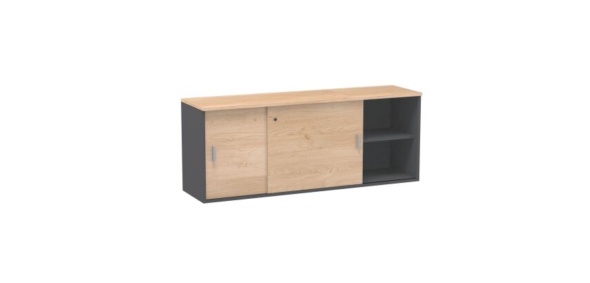 Bahut Eden H 72,5 x L 160 cm top et portes chêne clair