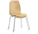 Chaise coque bois verni couleur, piétement tube métal