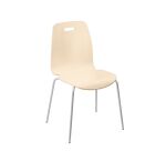 Chaise coque bois verni couleur, piétement tube métal