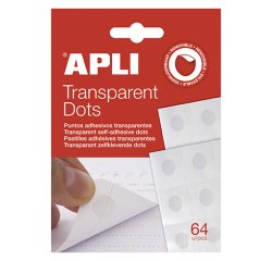 Gotas adhesivas transparentes Dot Apli Paquete de 64