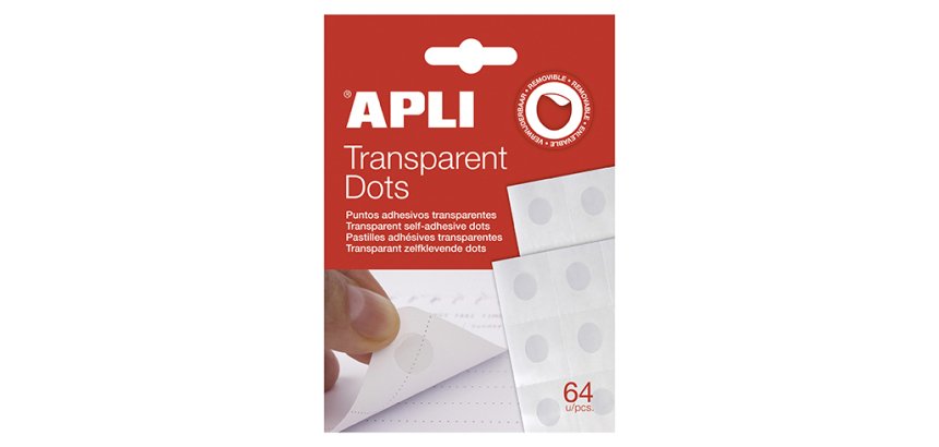 Gotas adhesivas transparentes Dot Apli Paquete de 64