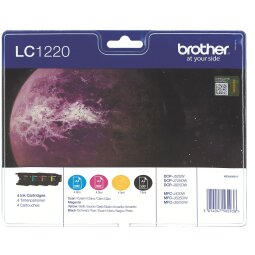 Pack mit Tintenpatronen 4 Farben Brother LC1220 für Tintenstrahldrucker