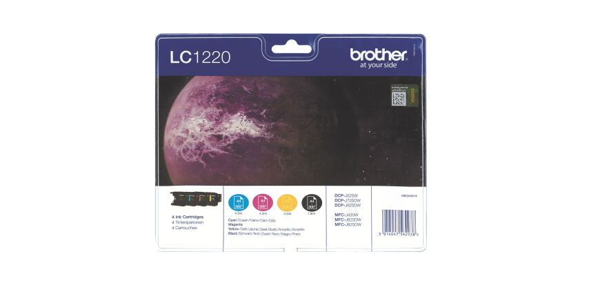 Pack mit Tintenpatronen 4 Farben Brother LC1220 für Tintenstrahldrucker