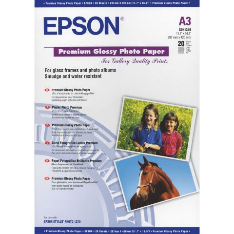 Papel fotográfico satinado brillante Epson A3 255 g - 20 hojas