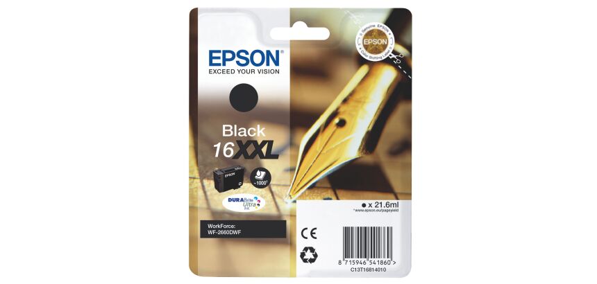 Cartouche Epson 16XXL très haute capacité noire pour imprimante jet d'encre
