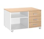 Console mobile Intuitiv' L 100 cm 3 tiroirs blanc - chêne clair