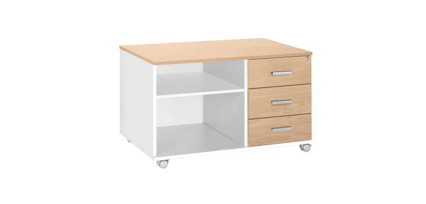Mobile console Intuitiv' L 100 cm 3 drawers white - light oak