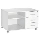 Mobile side cabinet Intuitiv 3 drawers white - white