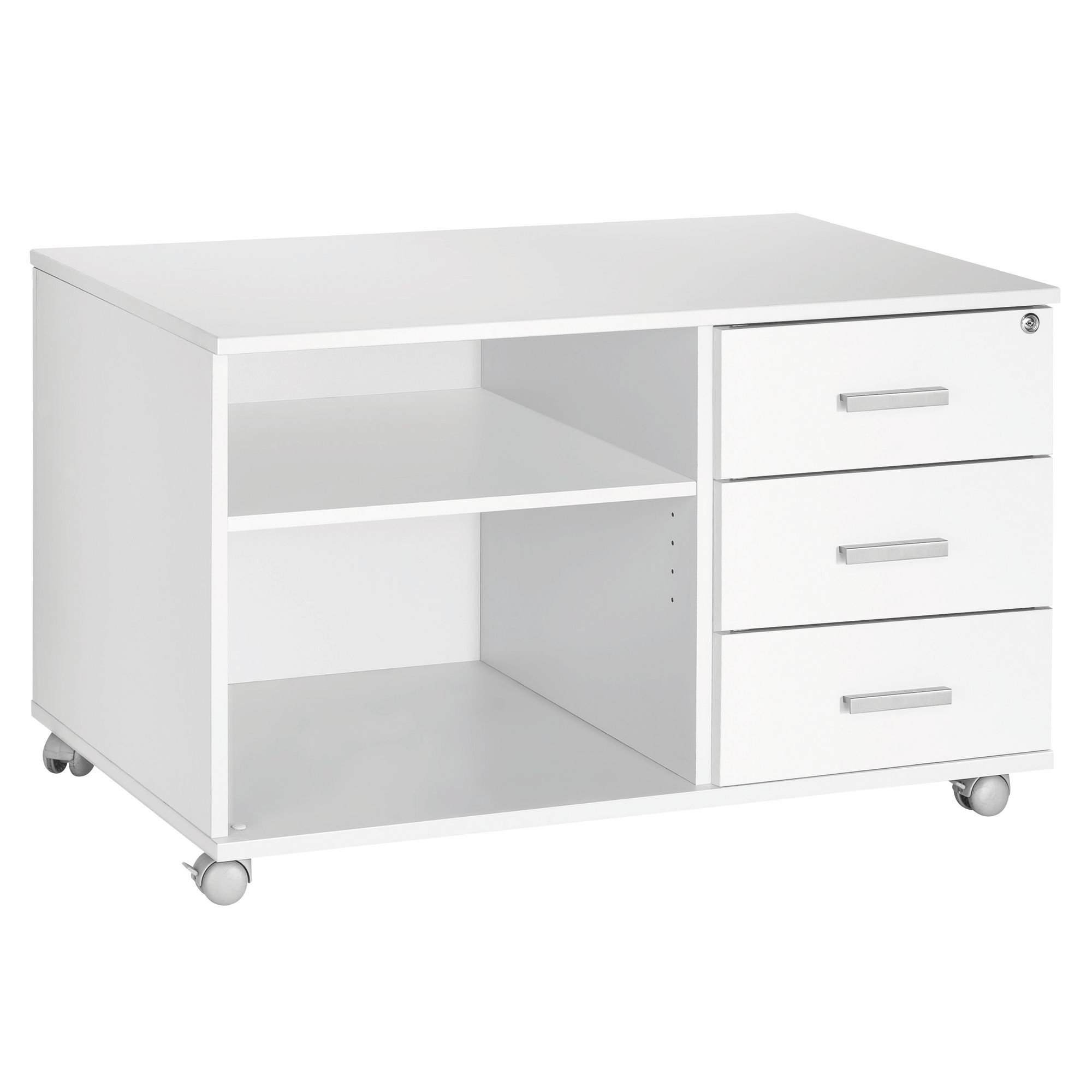 Console mobile Intuitiv' L100 cm 3 tiroirs blanc - blanc