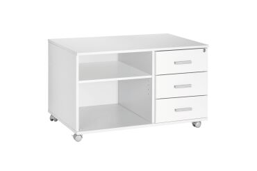 Console mobile Intuitiv' L100 cm 3 tiroirs blanc - blanc