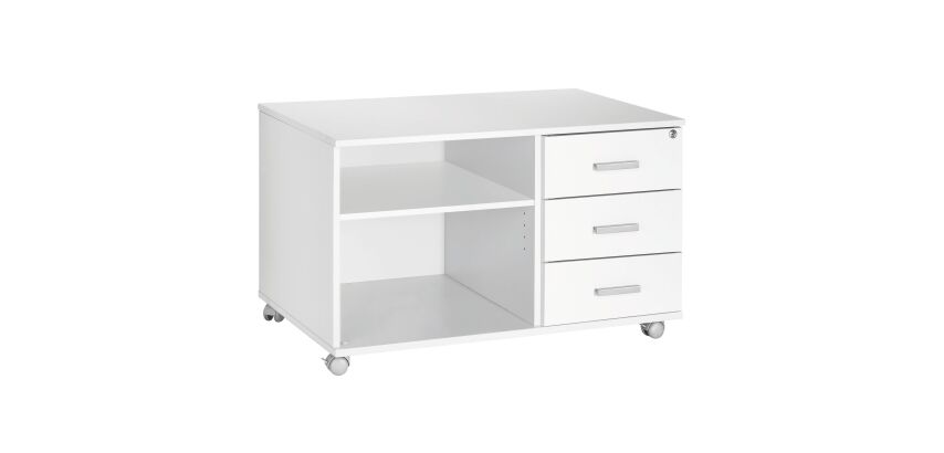 Console mobile Intuitiv' L100 cm 3 tiroirs blanc - blanc
