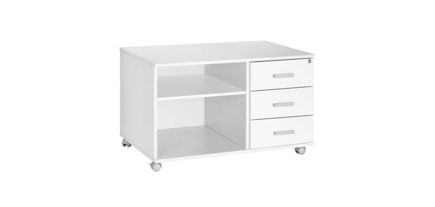 Console mobile Intuitiv' L100 cm 3 tiroirs blanc - blanc