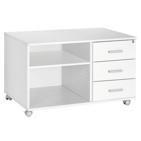 Console mobile Intuitiv' L100 cm 3 tiroirs blanc - blanc