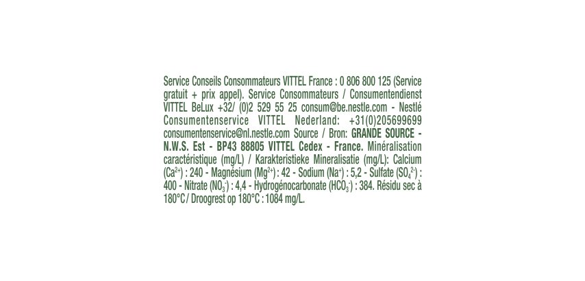 Eau Vittel bouteille 1 litre - carton de 15