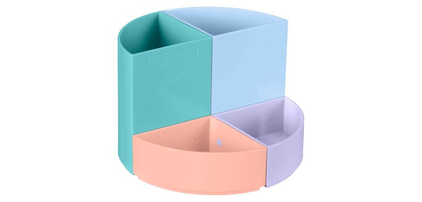 Pencil holder plastic The Quarter 4 compartments - pastel colors