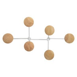 Wall coat hook Luna - white/wood