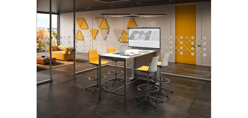 Pack table haute et support TV Boxy - Blanc