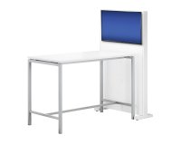 Pack table haute L180 x P 80 x H 107 blanc/aluminium et support TV Boxy Blanc à roulettes