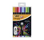 Stylos Feutre BIC Intensity écriture fine - Pointe 0,8 mm - Pochette de 10 couleurs assorties