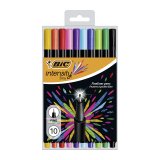 Stylos Feutre BIC Intensity écriture fine - Pointe 0,8 mm - Pochette de 10 couleurs assorties