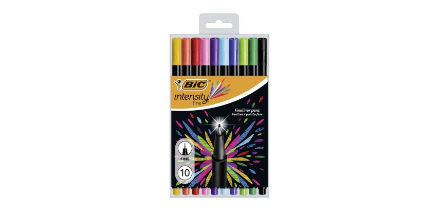 Stylo Feutre BIC Intensity écriture fine - Pointe 0,8 mm - Pochette de 10 couleurs assorties