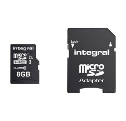 Geheugenkaart Integral SDHC met adapter 8 GB - klasse 10