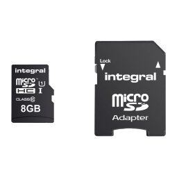 Geheugenkaart Integral SDHC met adapter 8 GB - klasse 10