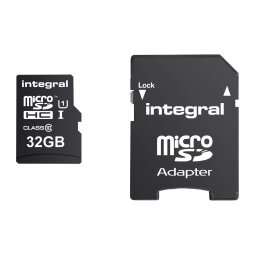 Micro SDHC memory card with Integral 32GB SD adapter - class 10