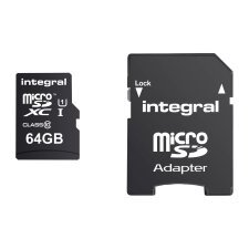 Carte mémoire micro SDXC avec adaptateur mico SD Intégral 64 Go - classe 10