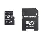 Carte mémoire micro SDXC avec adaptateur mico SD Intégral 64 Go - classe 10