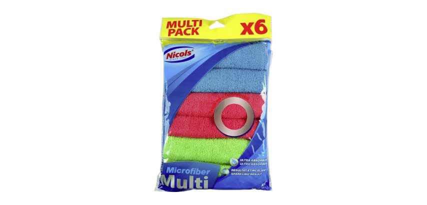 Lavettes muti-usages microfibres Nicols - Paquet de 6