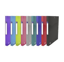 Chemise boîte de classement plastique OXFORD Osmose dos 2,5 cm - couleurs opaques et translucides assorties