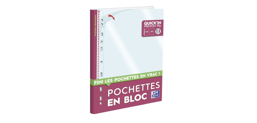 Perforated sleeves Quick'in Elba A4 polypropylene 9/100e - box of 40