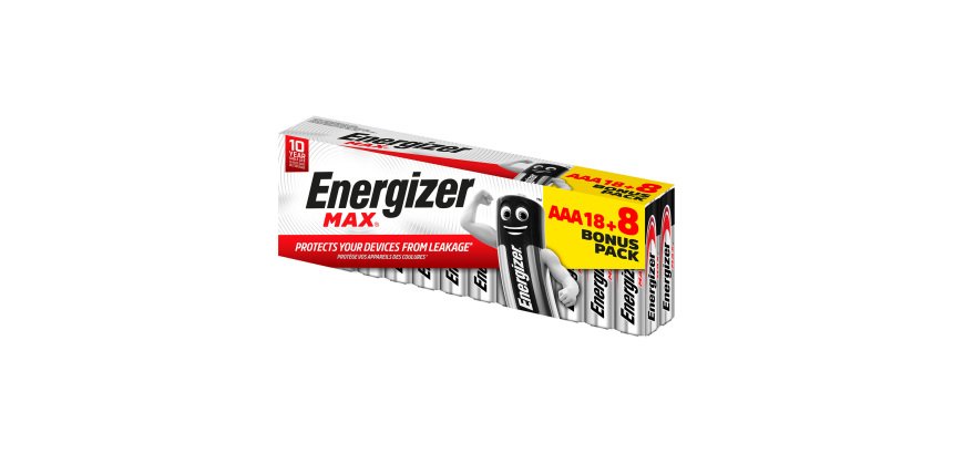 Pile alcaline AAA - Pack 18 piles LR3 Energizer Max + 8 offertes