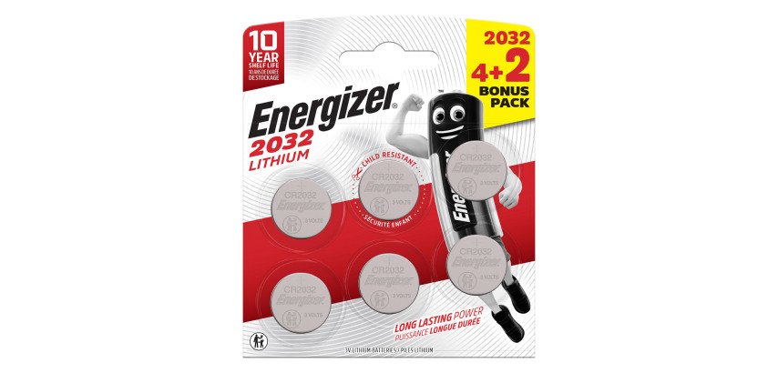 Energizer - Pack of 6 CR2032 Lithium Button Batteries - 3V