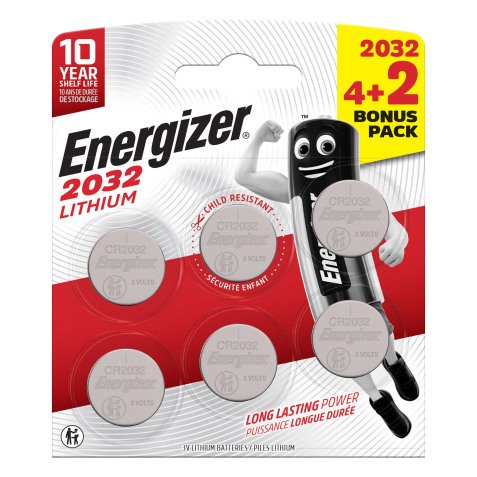 Energizer - Pack de 6 piles bouton Lithium CR2032 - 3